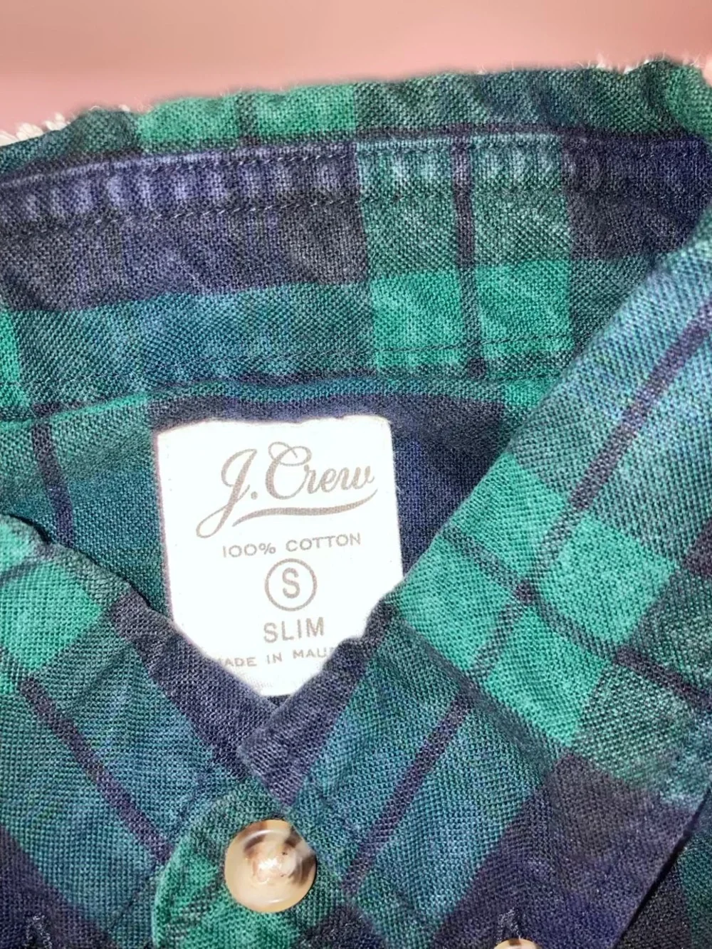 J. Crew Green and Navy Plaid Cotton Button-Down Shirt